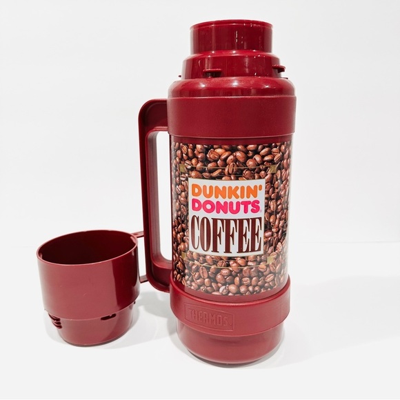 Vintage 80s Dunkin’ Donuts 1 Liter Coffee Thermos w/ Cup - Picture 7 of 10